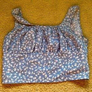 ribbed floral crop tee